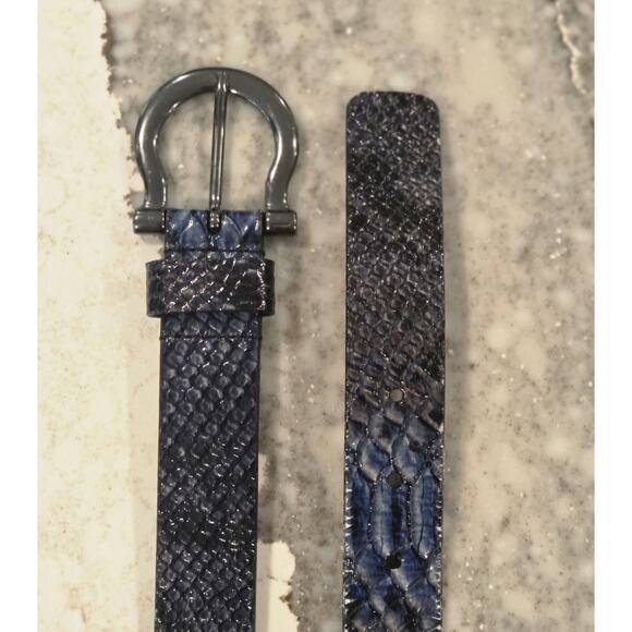 SAS Italian Calfskin Navy Snakeskin Belt XXL Gunmetal Quiet Luxury USA main image 4